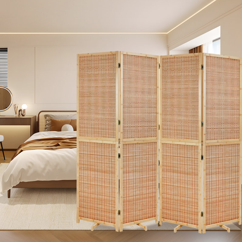 Paravent en fibre de bambou naturel, écran d'intimité rotatif pliable à 180 ° résistant aux intempéries 4/6/8 pour cour intérieure