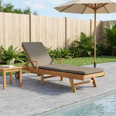 195cm Long Teak Sun Lounger