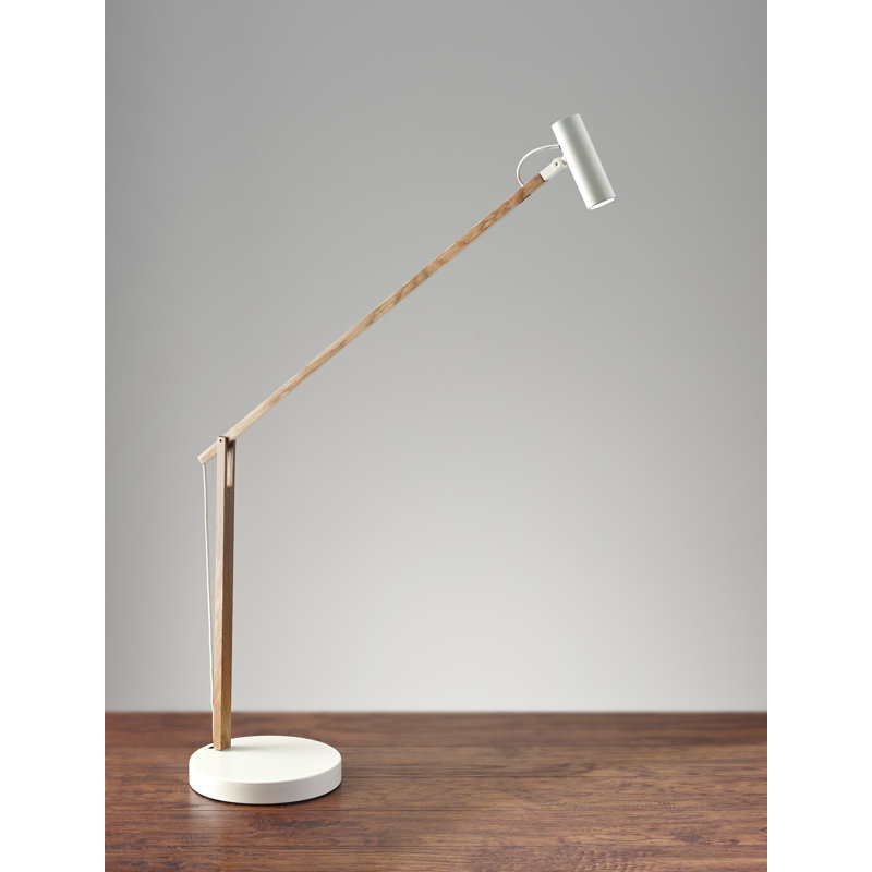 Lampe de bureau 32,5 po Dalila, Bois de frêne naturel / blanc
