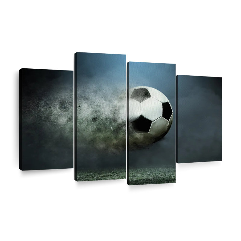 «Fast Trail Soccer Ball», ensemble de 4 reproductions d'art sur toile, ensemble de 4 pièces, H 42 po x l 68 po