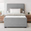 Lit plateforme simple tapissier en tissu de lin avec lit gigogne et tête de lit ajustable rembourrée, sans sommier tapissier