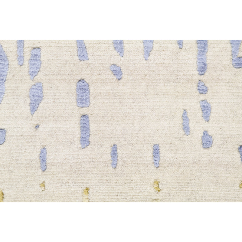 Tapis beige et bleu clair noué à la main de haute qualité