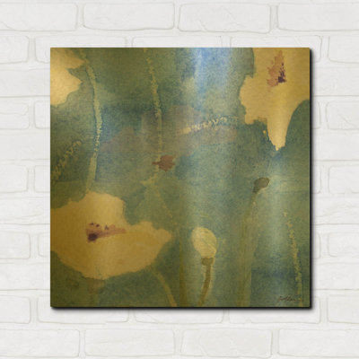 'White Poppy' By Sheila Golden Gold Metal Wall Art, 24" x 24"