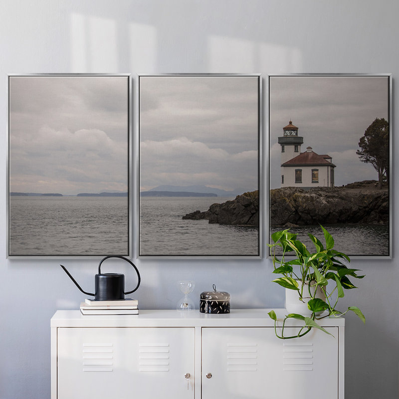 Veillée encadrée sur toile, 3 pièces, H 36 po x l 75 po x P 2 po, Argent