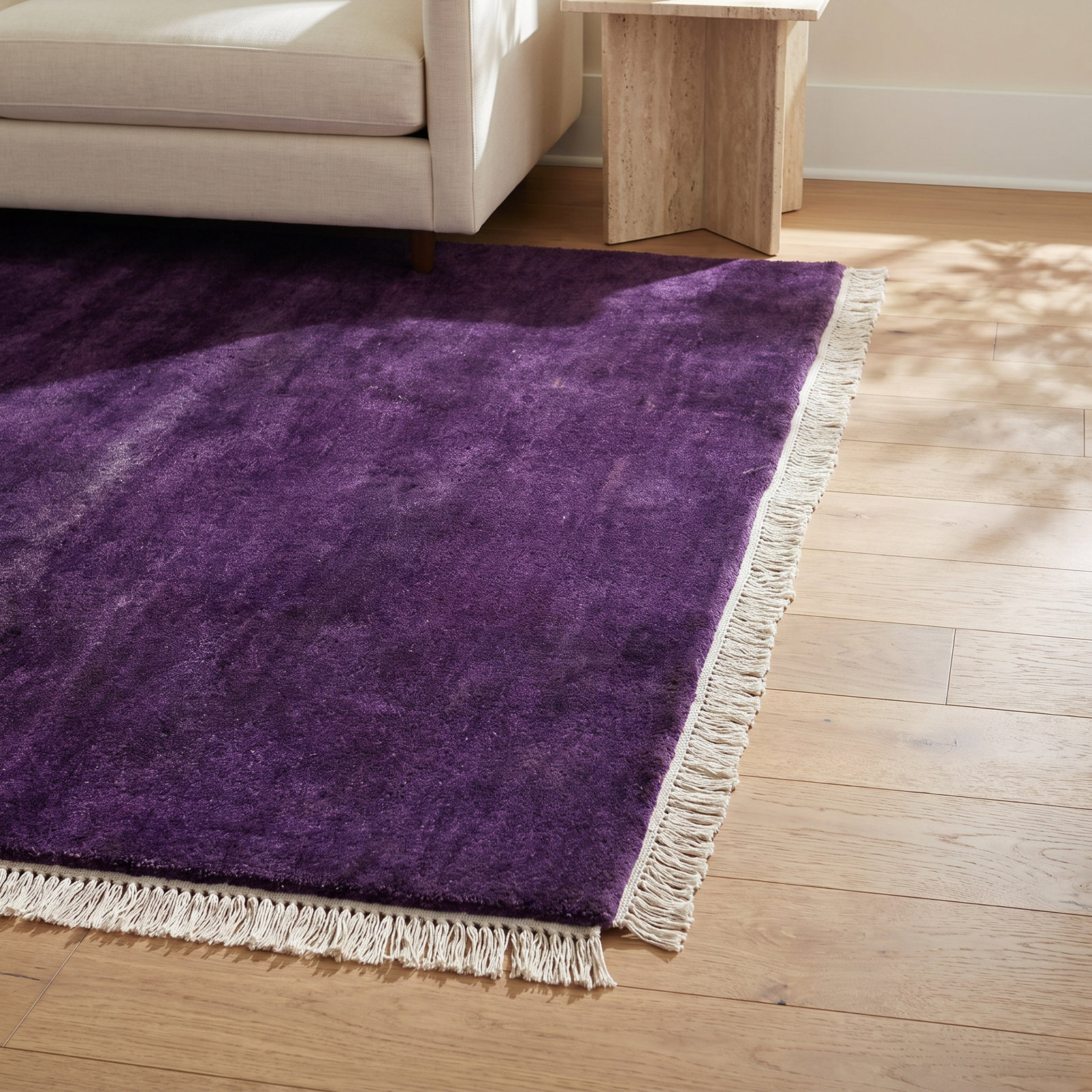 Clio Hand-Woven Cream Wool Rug, Rectangle 9' x 12'