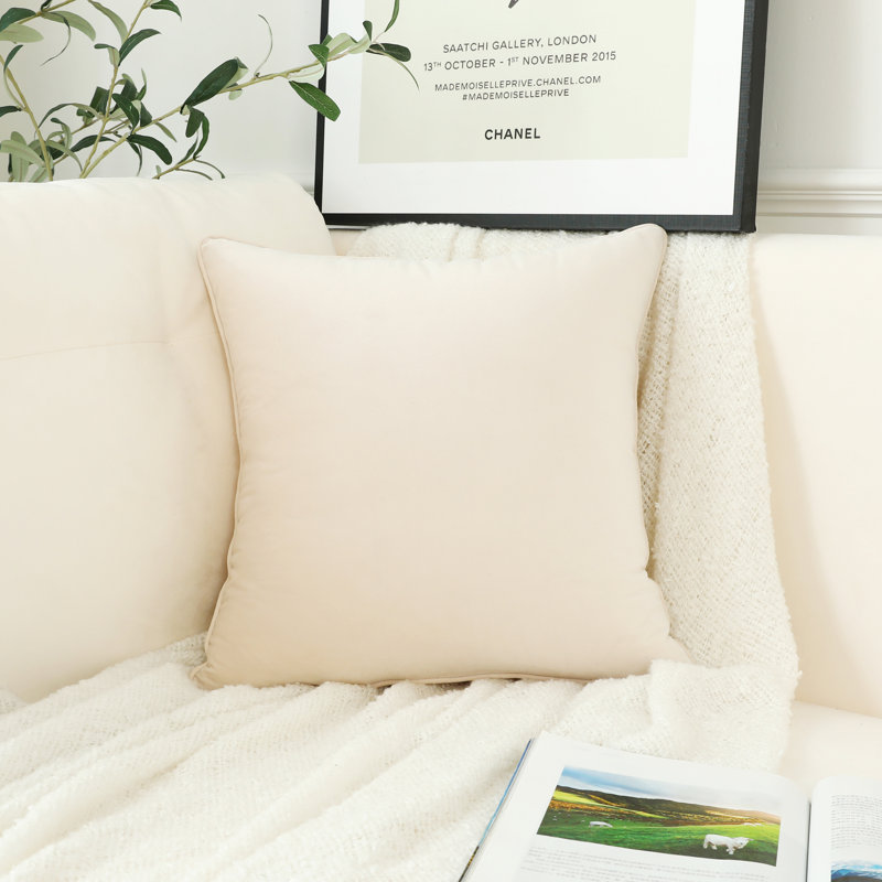 Coussin en velours Mira, Crème