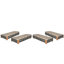 Ensemble de 4 chaises longues d'extérieur réglables en bois d'acacia pour la cour arrière - corde grise et fer naturel