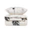 Ensemble de housse de couette luxueuse (3 pièces), gris, beige et noir | 65% coton, 35% polyester, housse de couette: 94,5 x 86,6 pouces, taies d'oreiller: 23,6 x 23,6 pouces | Lavable à la machine, fermeture à boutons élégante, conception douce et c
