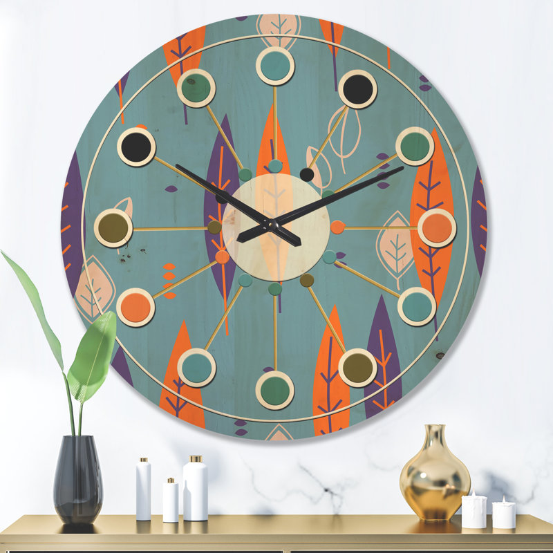 Horloge murale en bois Floral Botanical, Très grand