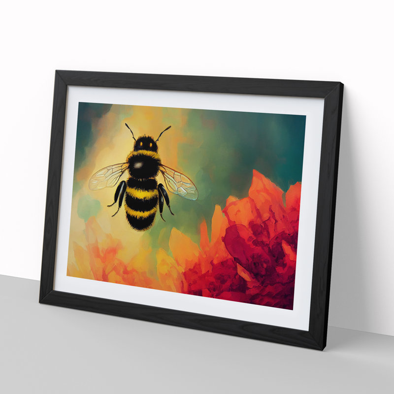 Bumble Bee - Single Picture Frame Painting, Black Framed, 46cm H x 64cm W x 2cm D