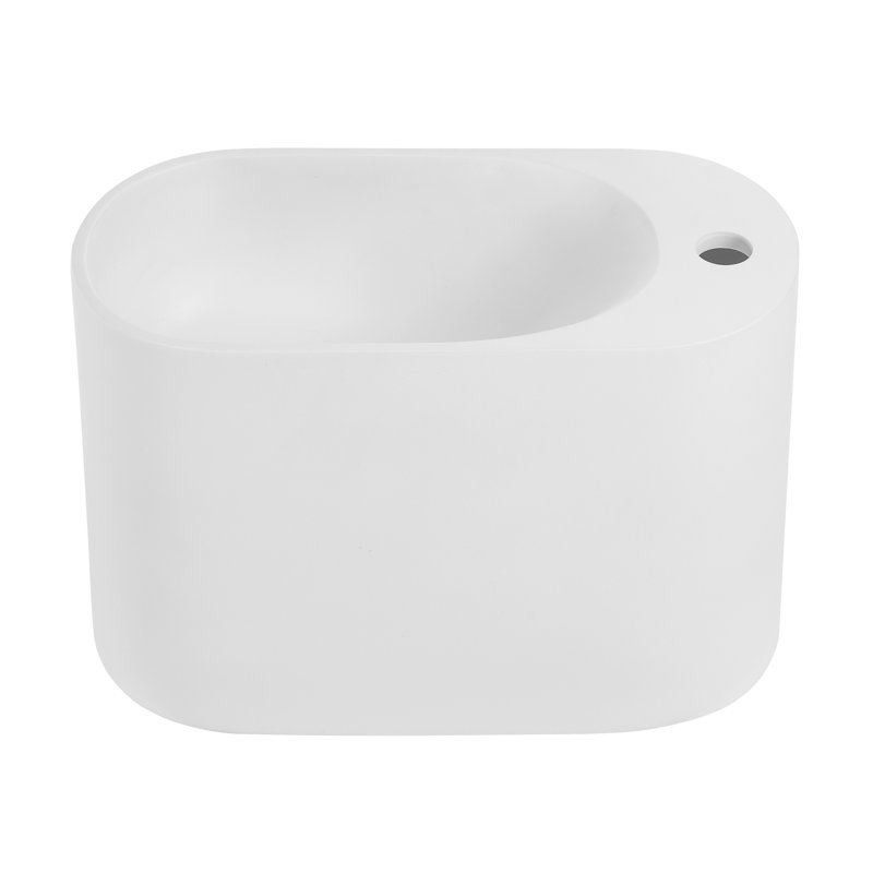 Terre 17.5" Right Side Faucet Wall-Mount Bathroom Sink, Matte White, Matte White