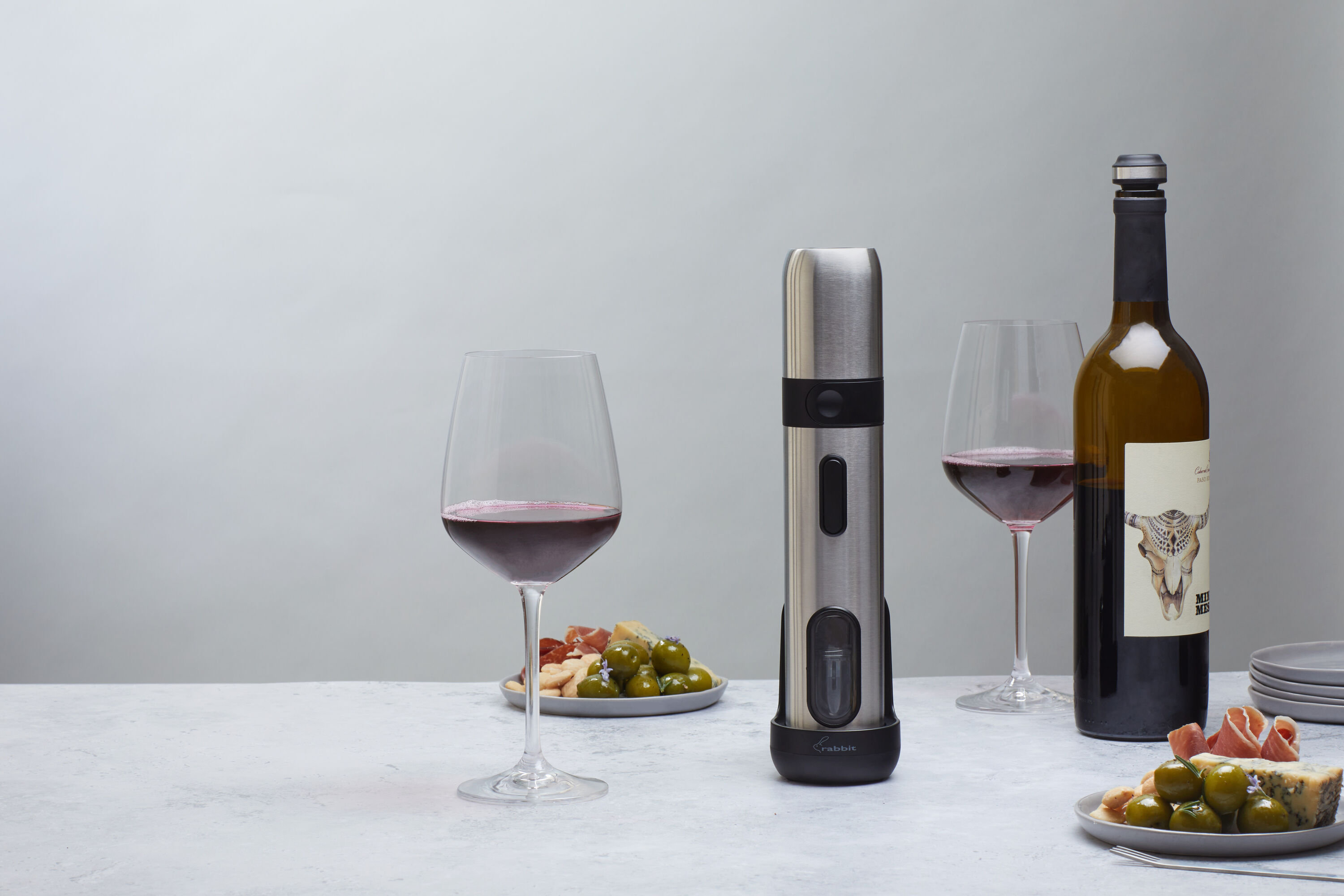 Rabbit Electric Corkscrew 3In1 Foil Cutter And Preserver, Silver