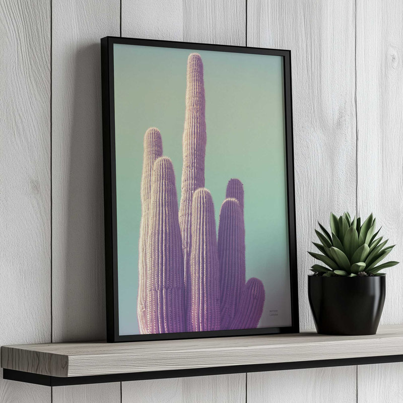 «Saguaro Green Pastel» par Nathan Larson, reproduction d'art, H 18 po x l 12 po, Noir