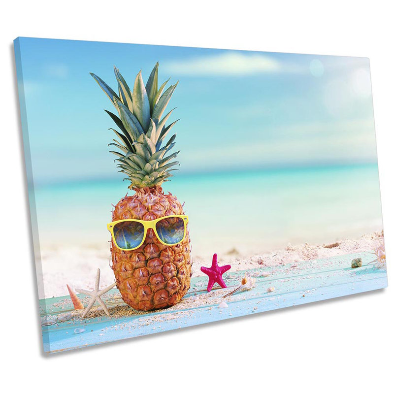 Pineapple Sunglasses Beach - Wrapped Canvas Print, 50.8cm  H x 76.2cm  W