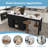 Jamera 74.8" Kitchen Island With Extendable Dining Table, Marble Veneer Top