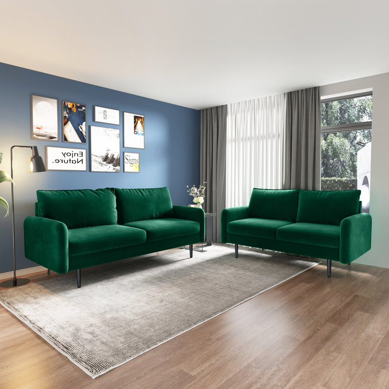 Canapé 70 po, Velours vert