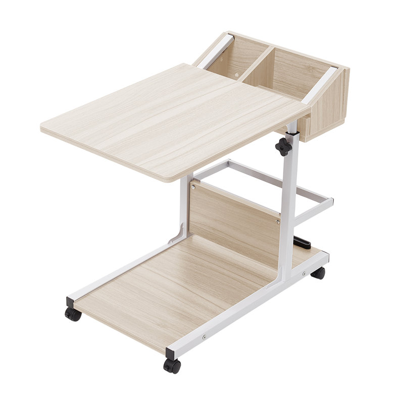 Metal Base Computer Desk, Light Nature Wood/White