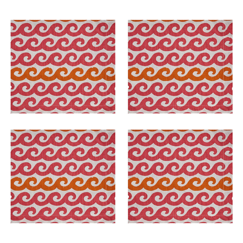  Ensemble de 4 serviettes de table Fuchsia Waves
