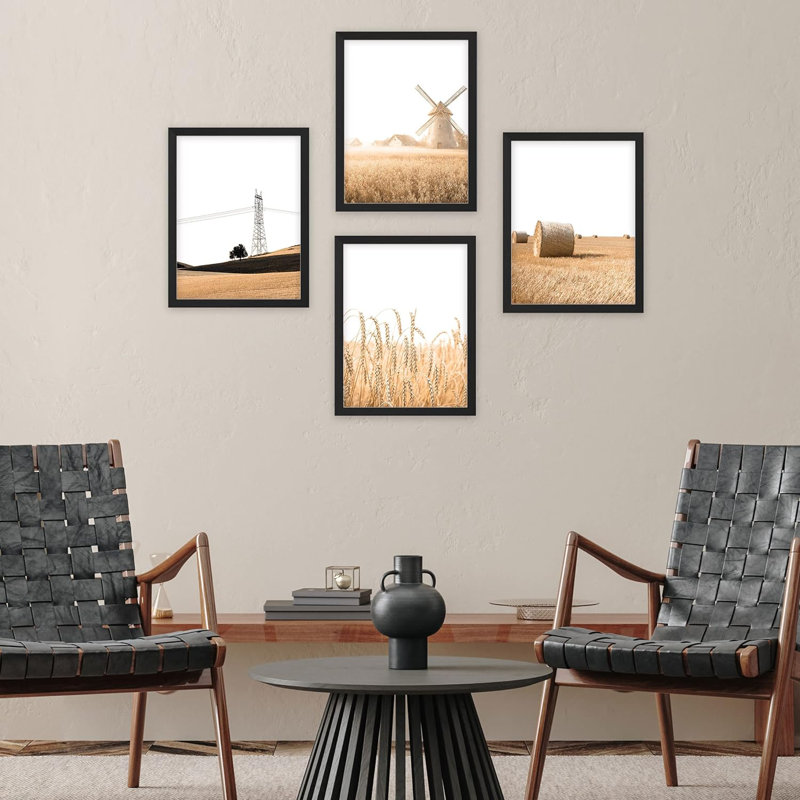 Dutch Windmill Southwest, impression sur papier 4 pièces, Noir, H 14 po x l 11 po x P 1 po