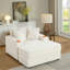 Siège confortable 1 avec coussins décoratifs et matériau en velours côtelé de luxe, éponge haute, structure stable, ergonomique, assemblage facile, canapé de couleur beige pour la détente, étable confortable à ressorts éponge,