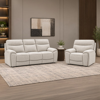Ensemble canapé et fauteuil inclinables Maddox 2 pièces en tissu texturé avec porte-gobelets dissimulés