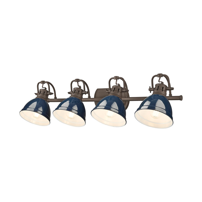 Ensemble de meuble-lavabo 4 lumières Brynnan, Bleu marine mat, Bronze huilé