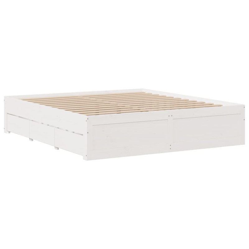 Lagarde Solid Wood Storage Bed, White, Kingsize (5')