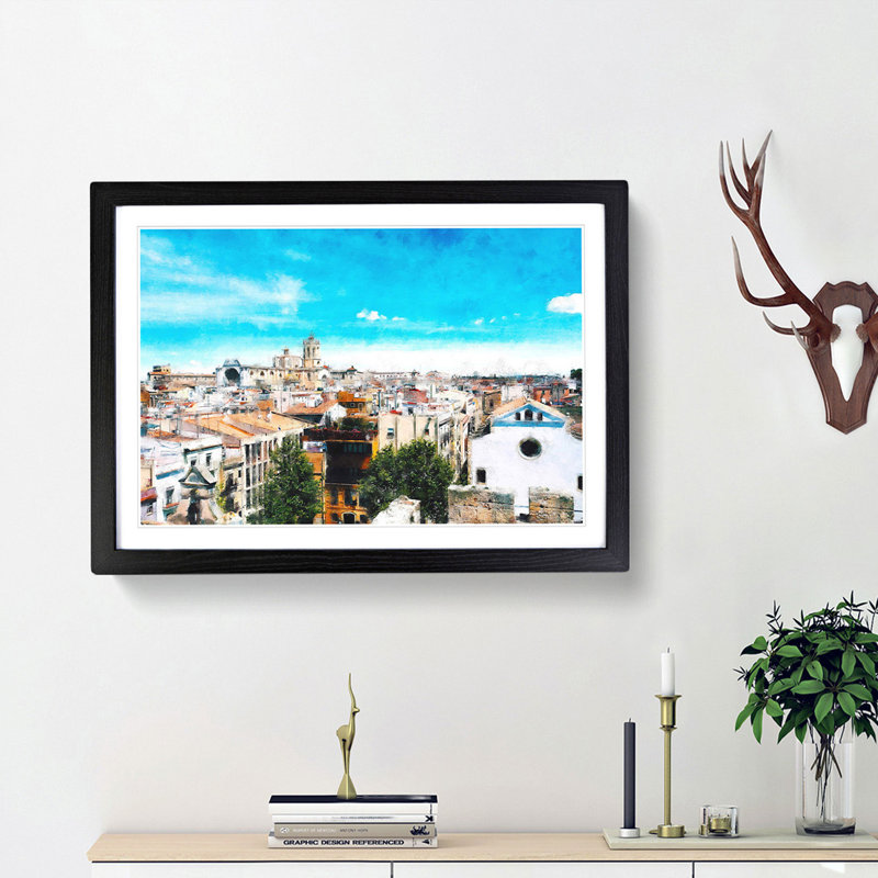 View of Tarragona in Spain - Picture Frame Painting Print, 33cm H x 45cm W x 2cm D, Black Framed