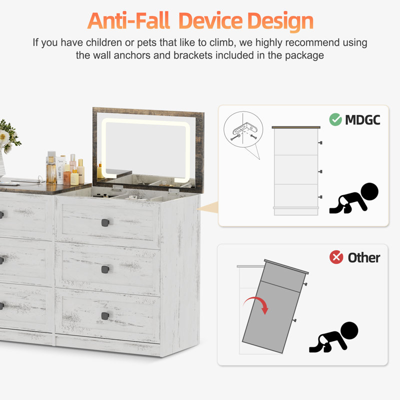 Dressing Table, White/Brown