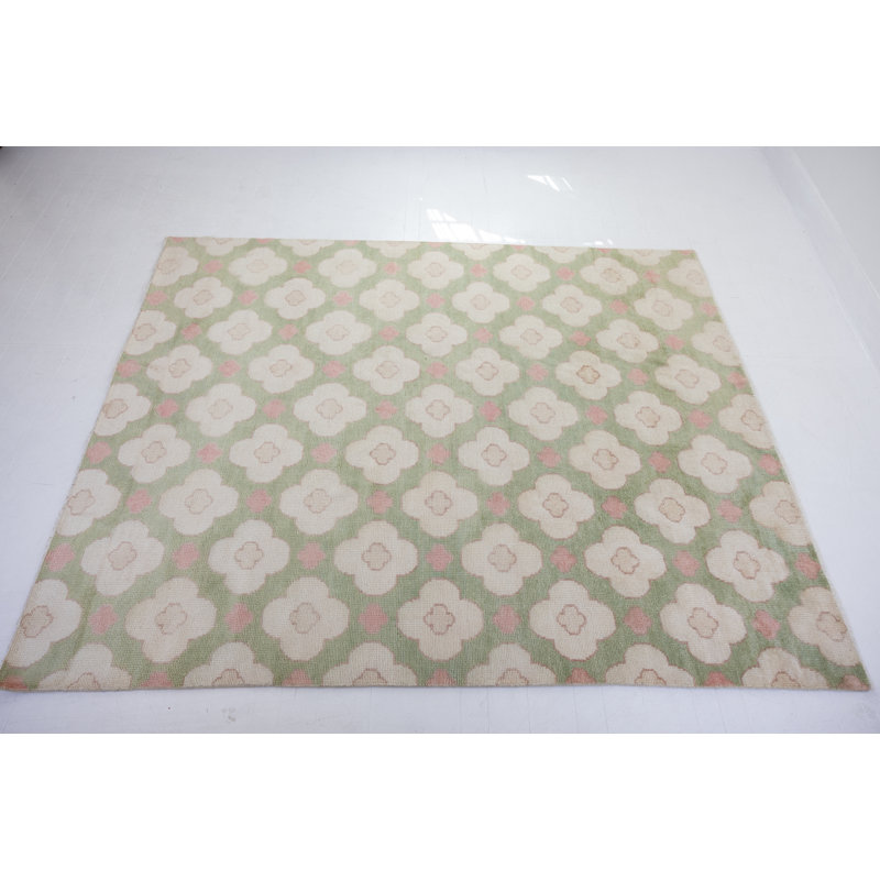 Hand Knotted Wool Floral Area Rug, Square 12'