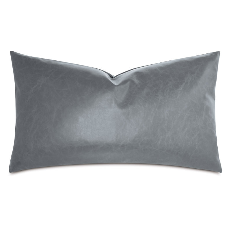 Nevin Faux Leather Reversible Throw Pillow, Dark Gray, 15"H x 26"W
