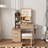 YDT Modern Vanity Desk with LED Lighting, 4 Drawers, Hair Dryer Holder and Power Socket-352625622