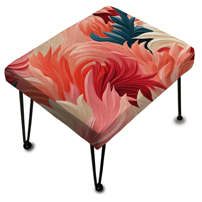Toile corail motif tropical - Repose-pieds rectangulaire tropical