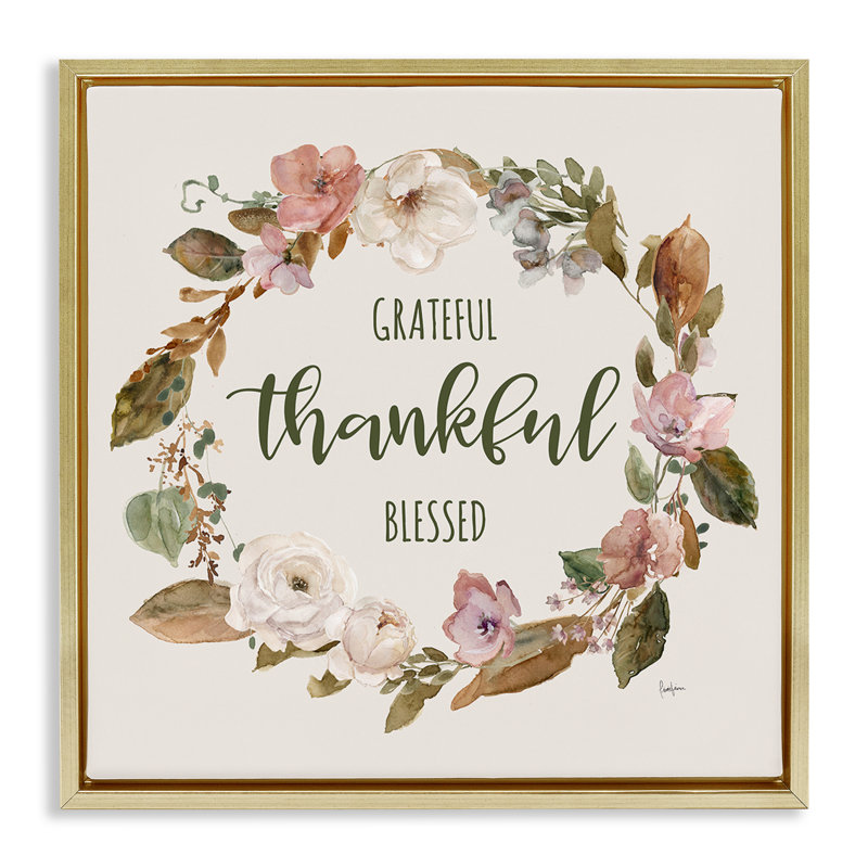 Cadre flottant élégant avec couronne de gratitude, design par Livi Finn, H 18 po x l 18 po, Cadre flottant métallique doré