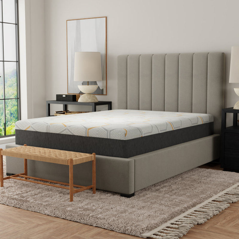 Matelas en mousse viscoélastique gélifiée 12 "avec support de bord et base à grille d'aération très grand 12", Très grand lit