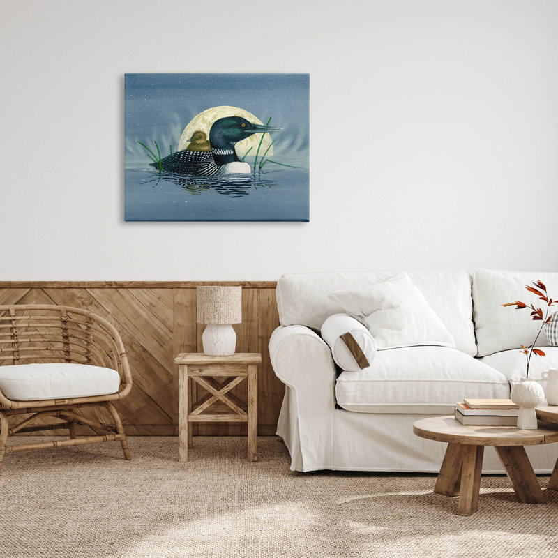 «Mallard Duck Moonlit Pond», art mural par Dave Bartholet, H 30 po x l 40 po x P 1,5 po