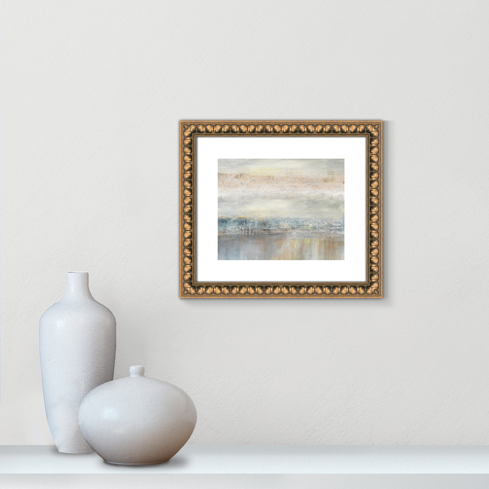 Electra "From A Distance" Painting by Nan, Picture Framed Paper, 13" H x 15" W, White Wood