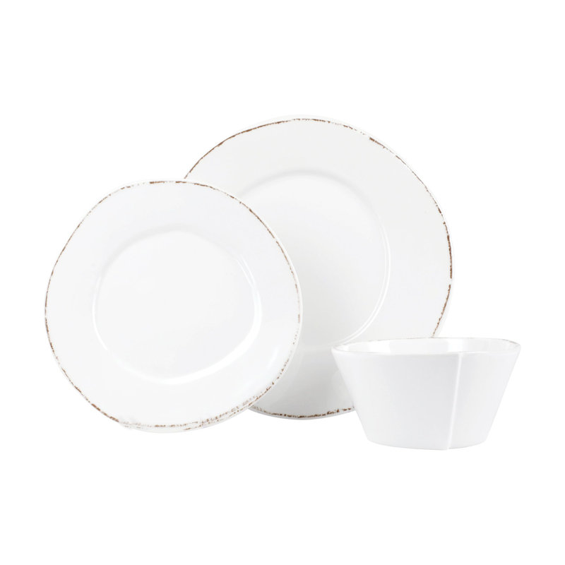 Melamine Lastra White Three-Piece Place Setting