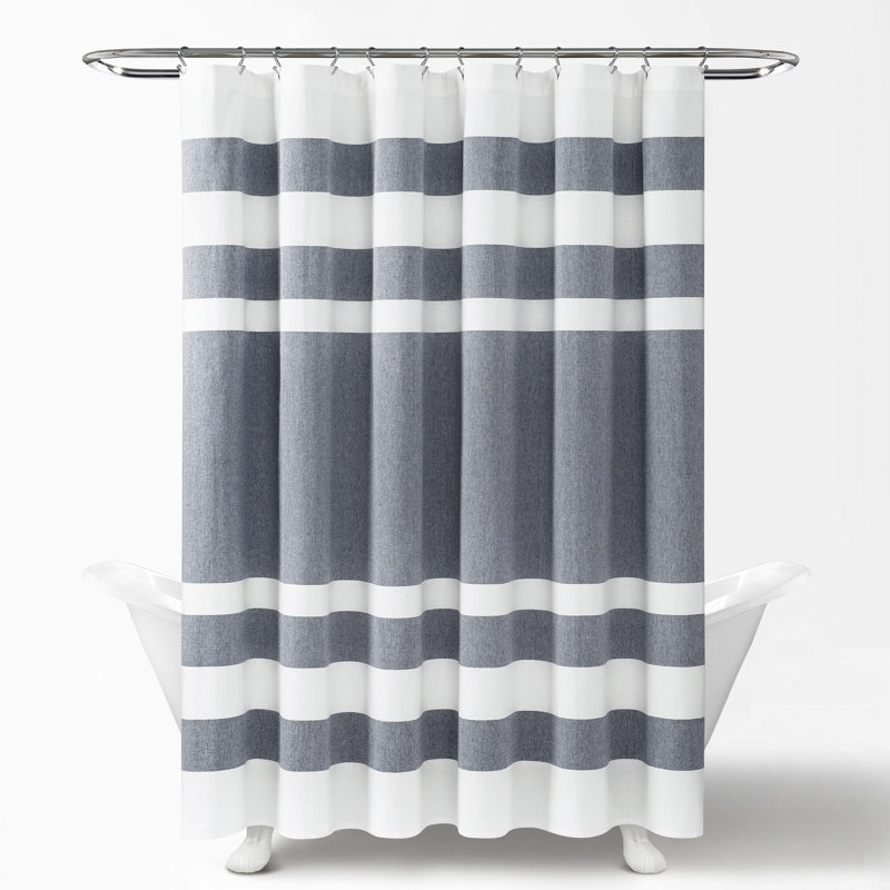 Cape Cod Stripe Cotton Striped Shower Curtain, Navy