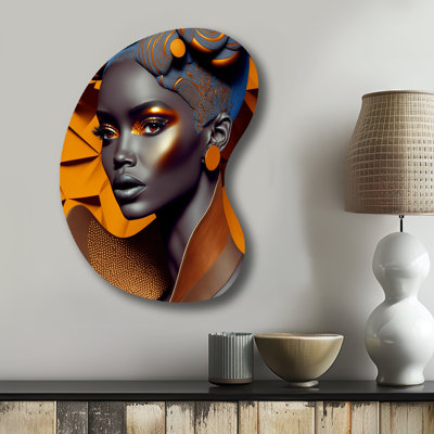 Exquiste African Woman Design I - forme de flèche afro-américaine - art mural asymétrique en métal