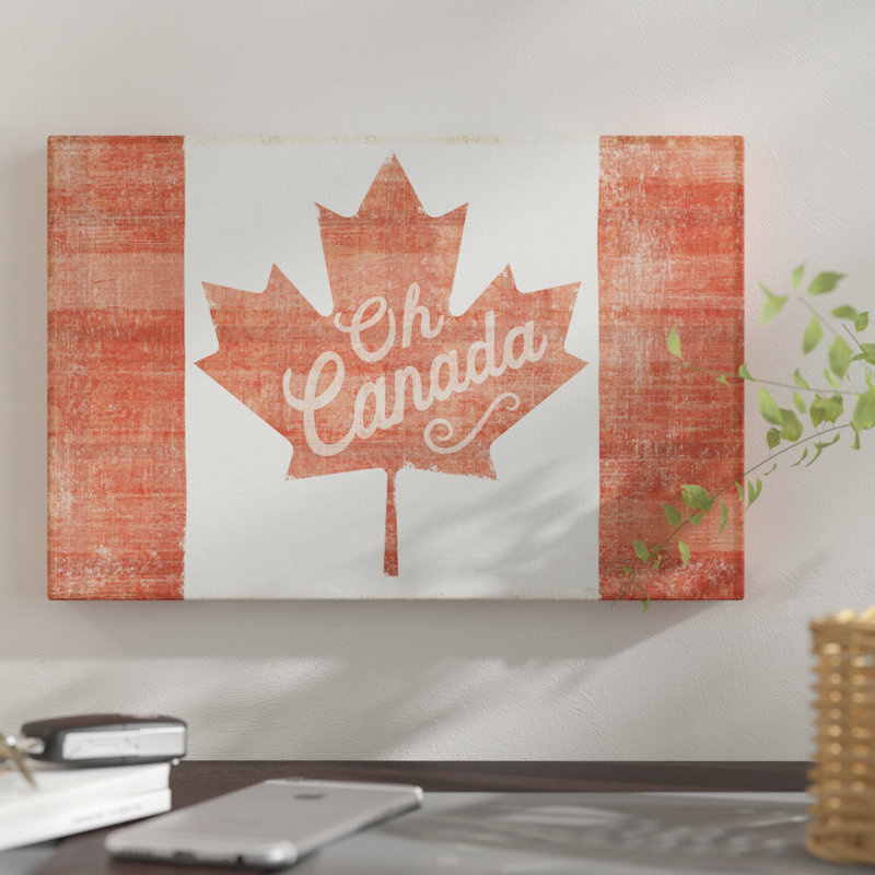 « oh canada flag », reproduction sur toile tendue, H 8 po x l 12 po x P 0,75 po, Toile tendue, Pas de tapis