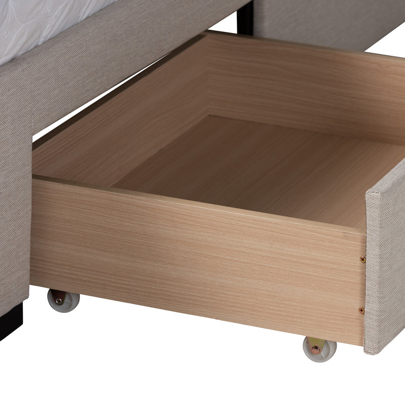 Valirie Upholstered Wingback Storage Bed, Full / Double, Beige