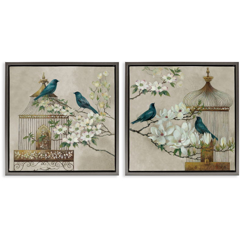 Ensemble de cadres flottants 2 pièces Spring Bluebirds Menagerie, design par Elaine Vollherbst, H 25 po x l 25 po