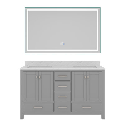Ensemble de meuble-lavabo double 60 "avec miroir 60"