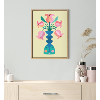Mid Century Modern Tulips by Rachel Lee 3 Birdies Studio Framed Canvas Wall Art Print