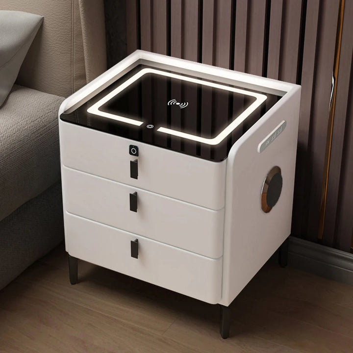 Chinmay Smart Console Nightstand Frames Cabinets Luxury, Dark Grey