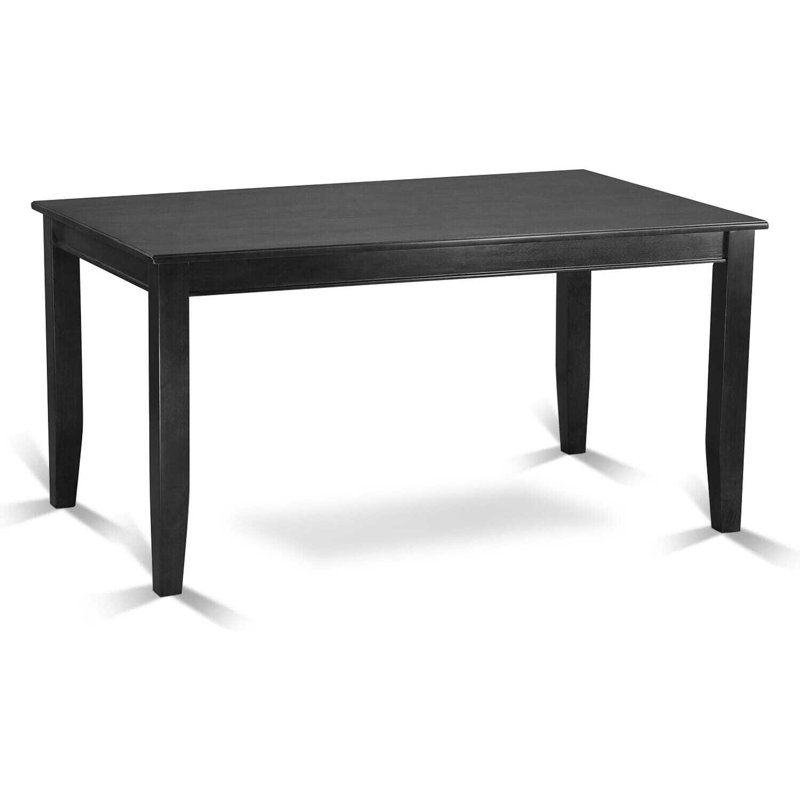 7 Piece Kitchen Table & Chairs Set Consist of a Rectangle Dining Table and 6 Linen Fabric Dining Room Chairs, Black