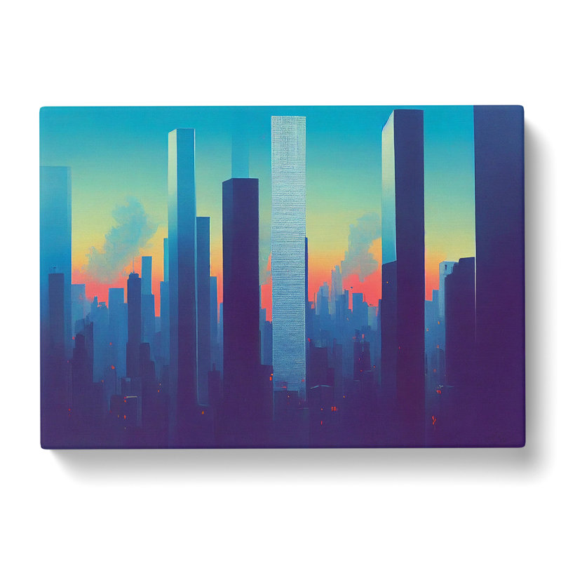 Electrifying Skyscraper Skyline Abstract - Wrapped Canvas, 35cm H x 50cm W x 3cm D