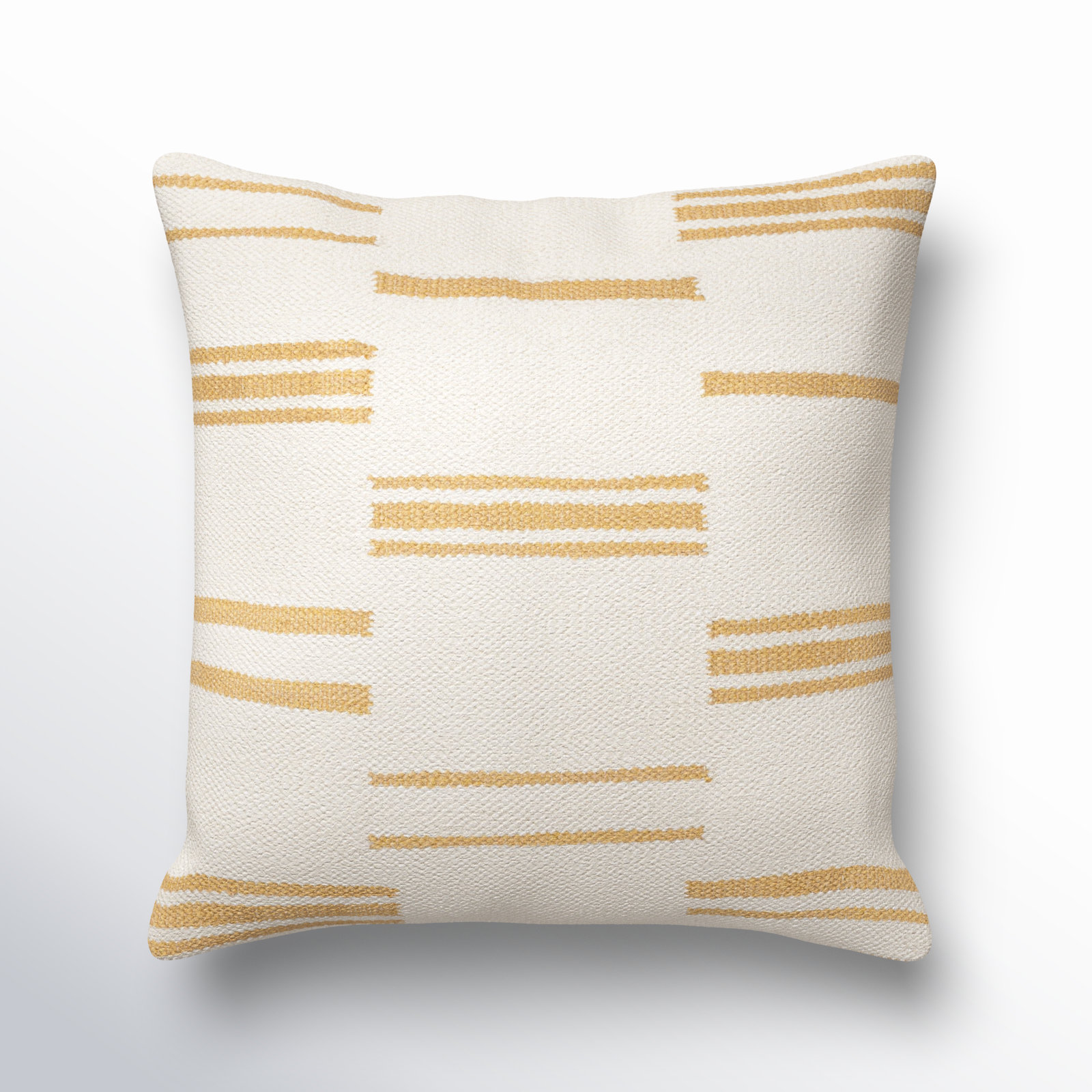 Chanterelle Embroidered Cotton Throw Pillow, 20" x 20", White/Tan, Pillow Cover Only - No Insert