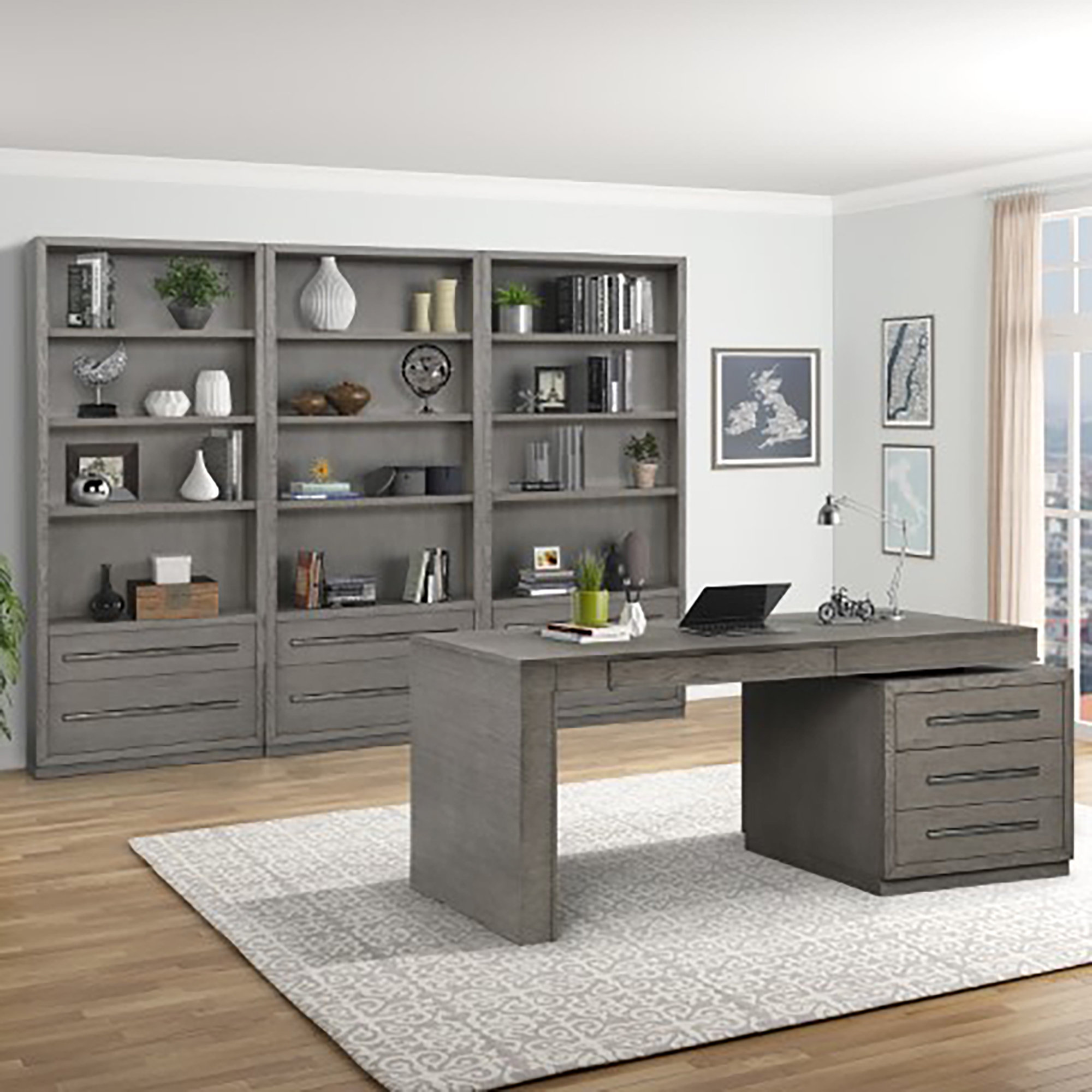 Pure Modern Office Desk in Moonstone